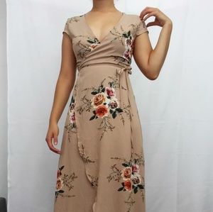 Beige Floral Maxi Dress